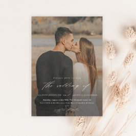 Elegantes Script-Foto-Overlay-Hochzeit Magneteinladung