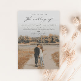 Elegantes Script-Foto-Overlay-Hochzeit Magneteinladung