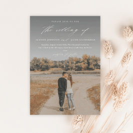 Elegantes Script-Foto-Overlay-Hochzeit Magneteinladung