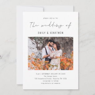 Elegantes Script Foto QR Code Einladung Hochzeitsf