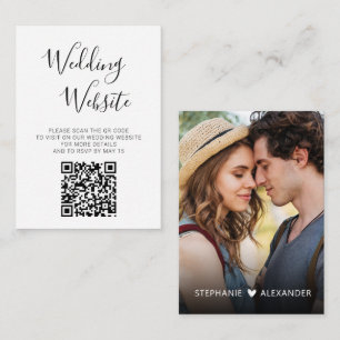 Elegantes Script-Foto QR-Code Hochzeiten Website-U Begleitkarte