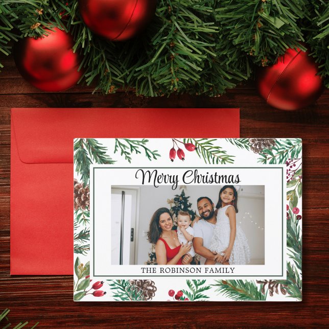 Elegantes Script Foto Red Merry Weihnachten (Von Creator hochgeladen)