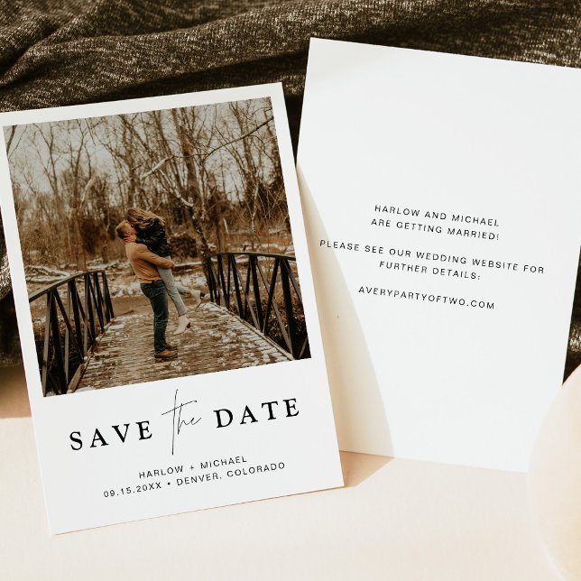 Elegantes Script Foto Save-the-Date-Karte Einladung (Von Creator hochgeladen)