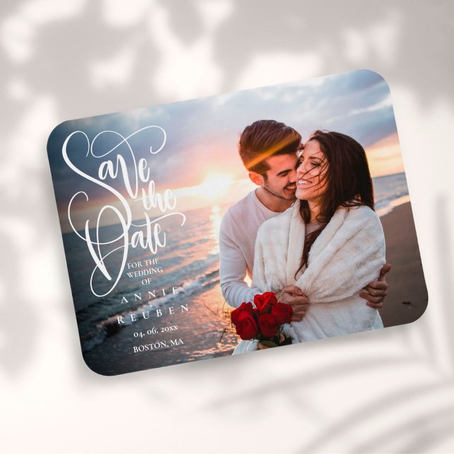 Elegantes Script-Foto Save the Date Magnet (Von Creator hochgeladen)