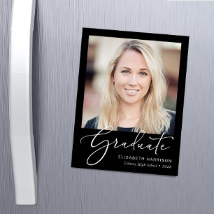 Elegantes Script-Foto Schwarzer Abschluss Magnet