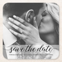Elegantes Script Foto Verlobung Save the Date Post