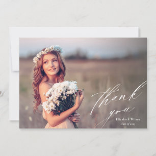 Elegantes Script Full Foto Abschluss Vielen Dank Dankeskarte