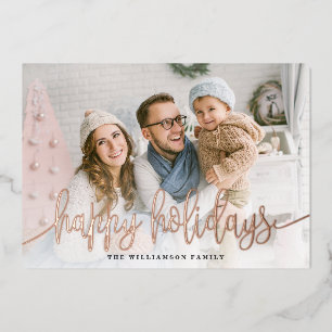 Elegantes Script Full Foto Happy Holidays Weihnach Folien Feiertagskarte
