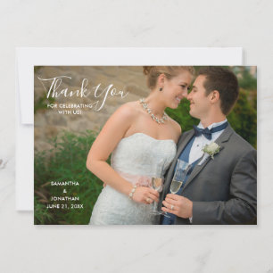 Elegantes Script Full Foto Wedding Vielen Dank Dankeskarte