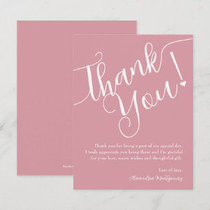 Elegantes Script Girl Baby Shower Pink Dankeskarte