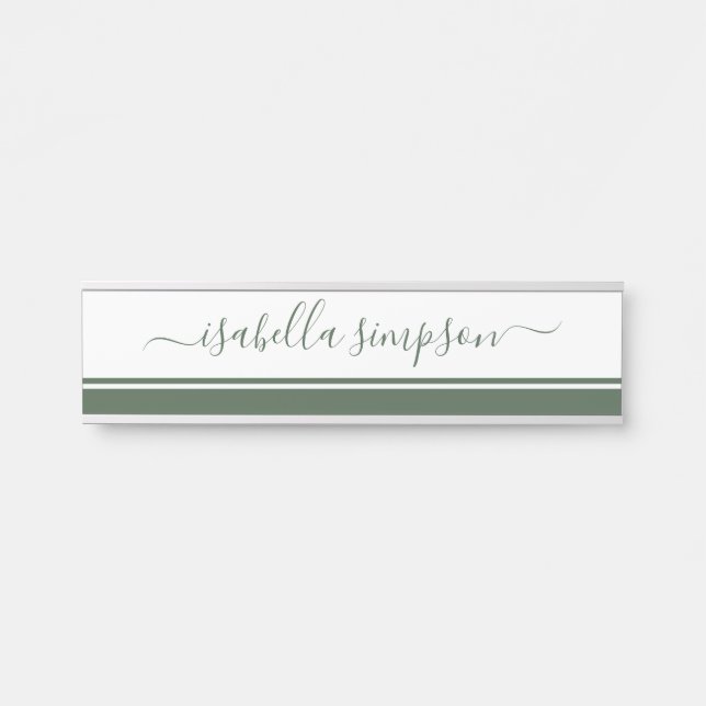 Elegantes Script Girly Evergreen Beruflich Türschild (Vorderseite )