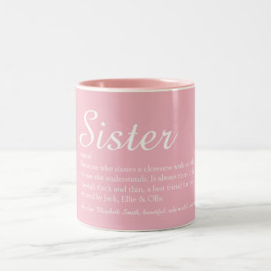 Elegantes Script, Girly Pink Cool Sister Definitio Zweifarbige Tasse