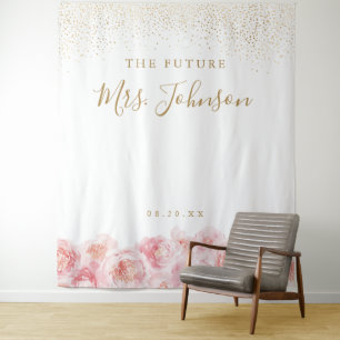 Elegantes Script gold & blush Brautparty Wandteppich