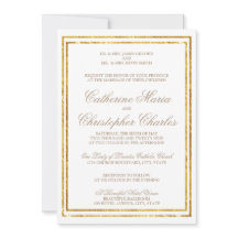 Elegantes Script Gold Border Wedding Einladung