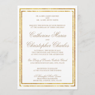 Elegantes Script Gold Border Wedding Einladung