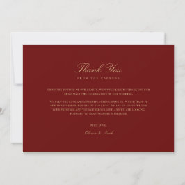 Elegantes Script Gold & Deep Red Dankeschön Card Dankeskarte