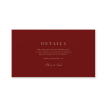 Elegantes Script, Gold & Deep Red Wedding Details