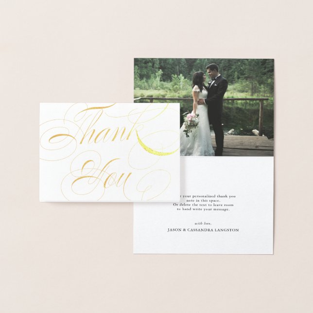 Elegantes Script Gold Foil Foto Hochzeit Vielen Da Folienkarte (Anzeige)
