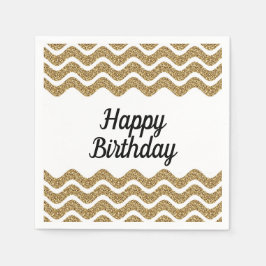 Elegantes Script Gold Glitzer Happy Birthday Serviette