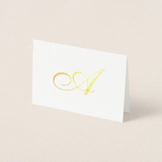 Elegantes Script Gold Monogram Dankeschön Note Car Folienkarte