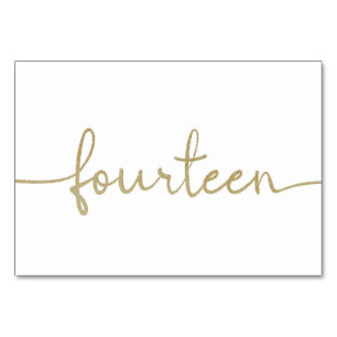 Elegantes Script Gold Wedding 14/14 Tischnummer