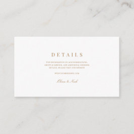 Elegantes Script, Gold & White Wedding Details Begleitkarte
