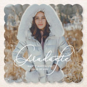 Elegantes Script Graduate Foto und Name Untersetzer