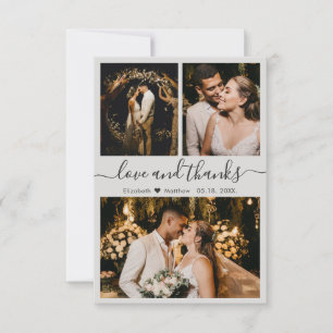 Elegantes Script Gray Foto Hochzeit Dankeschön Kar Dankeskarte