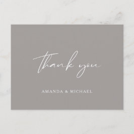 Elegantes Script Gray Monochrome Wedding Vielen Da Postkarte