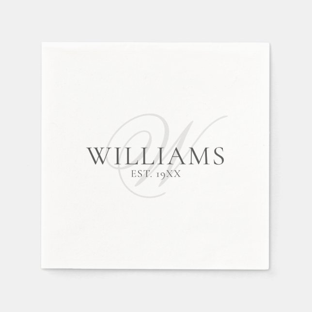 Elegantes Script Gray Monogram Family formales Abe Serviette (Vorderseite)