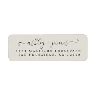 Elegantes Script Gray Wedding Return Address Label