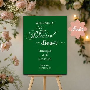 Elegantes Script Green Probe Dinner Willkommen Poster