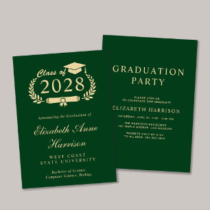 Elegantes Script Green Uni-Abschluss Party Einladung
