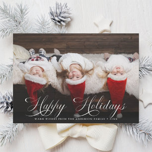 Elegantes Script Happy Holidays Weihnachts-Foto Feiertagskarte