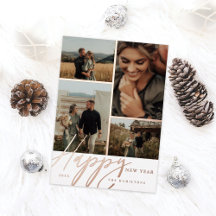 Elegantes Script Happy New Year Minimal Foto Grid