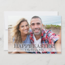 Elegantes Script Happy Osterfamilie ein Foto Feiertagskarte