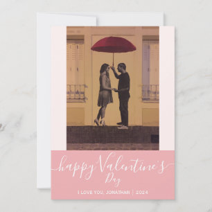 Elegantes Script Happy Valentines Day Couple Foto Feiertagskarte