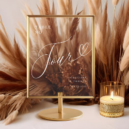 Elegantes Script Heart Wedding Tischnummer Vier Acrylschild