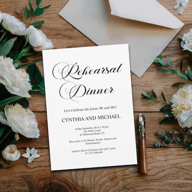 Elegantes Script Hochzeit Probe Dinner Einladung (Von Creator hochgeladen)