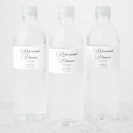 Elegantes Script Hochzeit Probe Dinner Wasserflaschenetikett