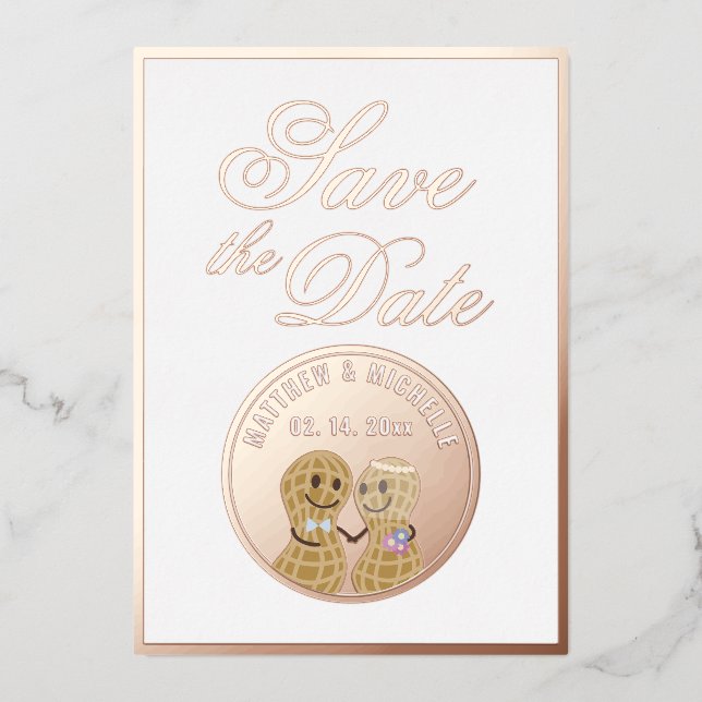 Elegantes Script Hochzeitbild Save the Date Folieneinladung (Vorderseite)