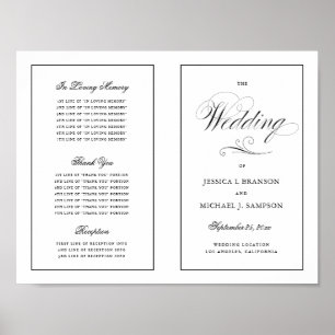 Elegantes Script-Hochzeitsprogramm im Freien Downl Poster