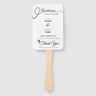 Elegantes Script-Hochzeitsprogramm und Zeitplan Fächer