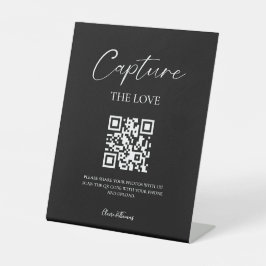 Elegantes Script Hochzeitsskript-Foto - QR-Code Sockelschild