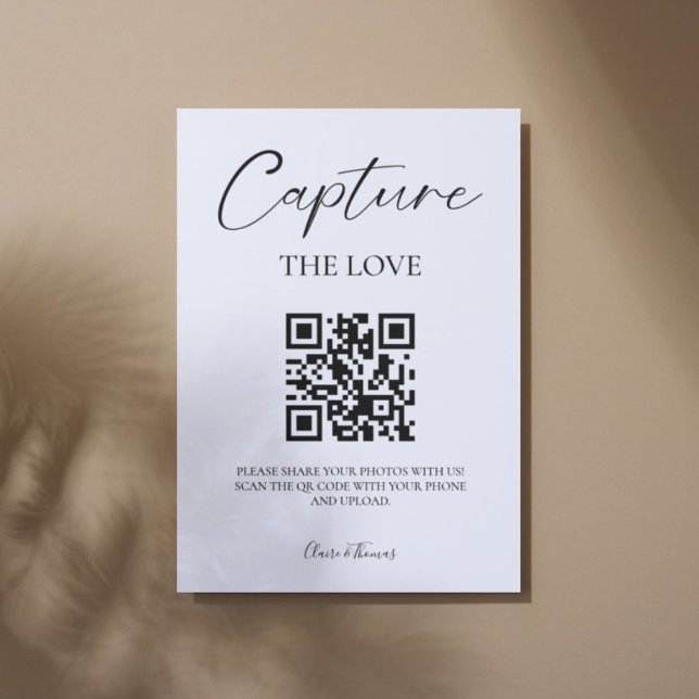 Elegantes Script Hochzeitsskript-Foto - QR-Code Sockelschild (Von Creator hochgeladen)