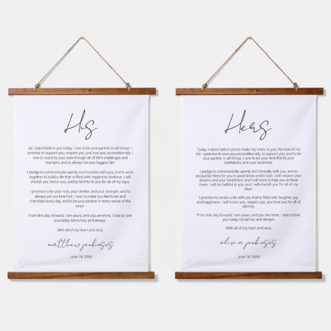 Elegantes Script-Hochzeitsszenario Wandteppich Mit Holzrahmen (Doppelt)