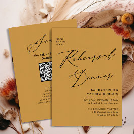 Elegantes Script Honey Gold Probe Dinner QR Einladung