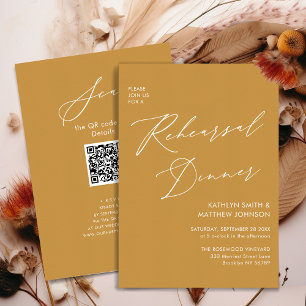 Elegantes Script Honey Gold Probe Dinner QR Einladung