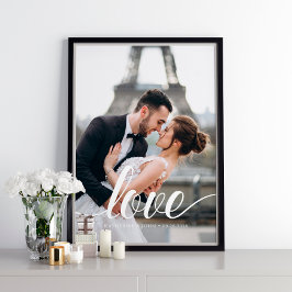 Elegantes Script "Liebe" Overlay-Foto Poster