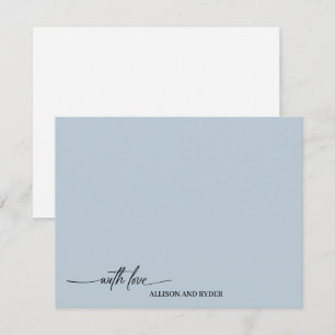 Elegantes Script Light Blue mit Liebe Vielen Dank Mitteilungskarte